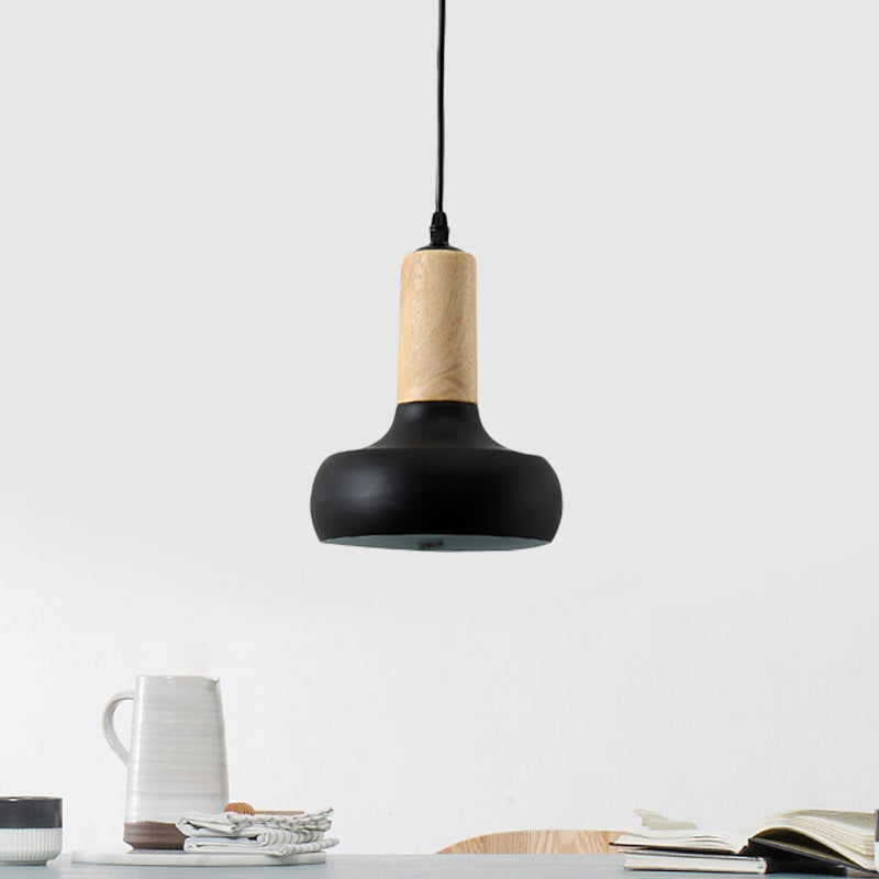 Iron Urn Shaped Suspension Pendant Nordic Style 1 Light Black Finish Ceiling Hang Fixture Clearhalo 'Ceiling Lights' 'Modern Pendants' 'Modern' 'Pendant Lights' 'Pendants' Lighting' 729981