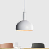 Dome Iron Down Lighting Modern Nordic Style 1 Light Restaurant Hanging Pendant Lamp in White Clearhalo 'Ceiling Lights' 'Modern Pendants' 'Modern' 'Pendant Lights' 'Pendants' Lighting' 729995