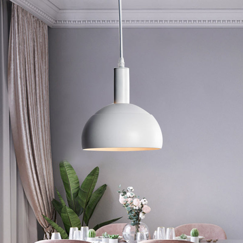 Dome Iron Down Lighting Modern Nordic Style 1 Light Restaurant Hanging Pendant Lamp in White Clearhalo 'Ceiling Lights' 'Modern Pendants' 'Modern' 'Pendant Lights' 'Pendants' Lighting' 729996