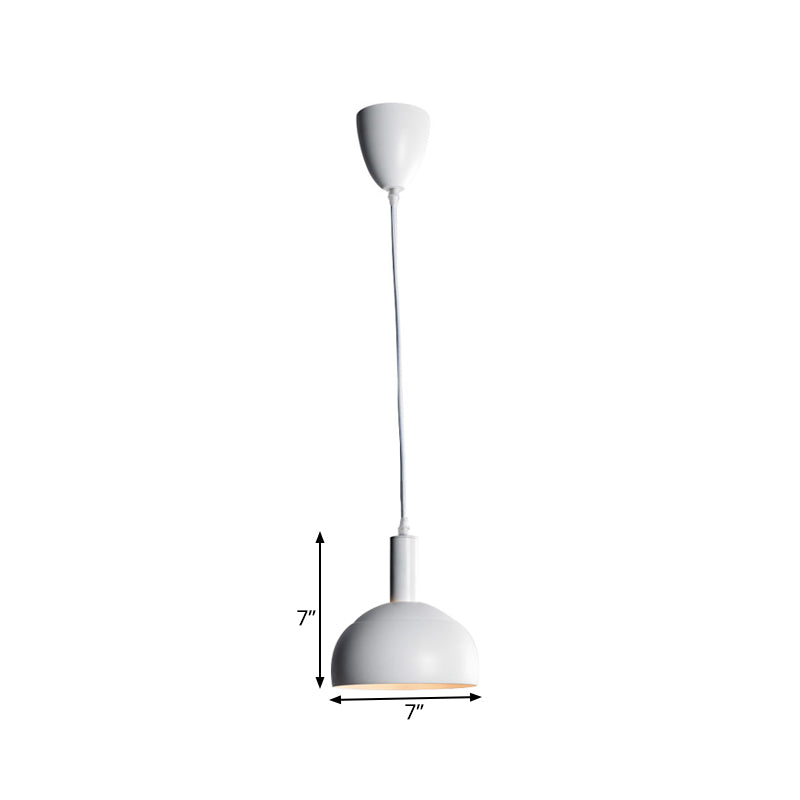 Dome Iron Down Lighting Modern Nordic Style 1 Light Restaurant Hanging Pendant Lamp in White Clearhalo 'Ceiling Lights' 'Modern Pendants' 'Modern' 'Pendant Lights' 'Pendants' Lighting' 729998