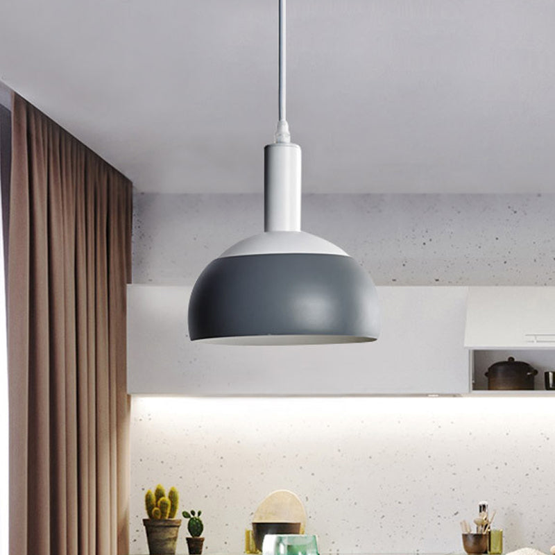 Modern Nordic Dome Hanging Light Kit Iron 1 Head Living Room Rotatable Suspension Pendant in Grey Clearhalo 'Ceiling Lights' 'Modern Pendants' 'Modern' 'Pendant Lights' 'Pendants' Lighting' 730001