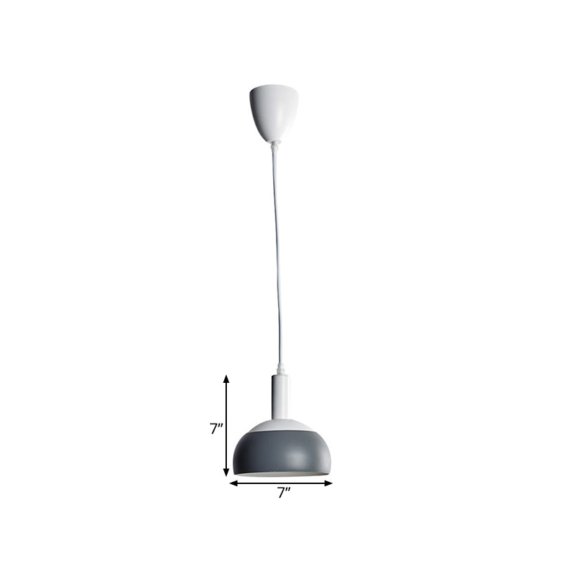 Modern Nordic Dome Hanging Light Kit Iron 1 Head Living Room Rotatable Suspension Pendant in Grey Clearhalo 'Ceiling Lights' 'Modern Pendants' 'Modern' 'Pendant Lights' 'Pendants' Lighting' 730003