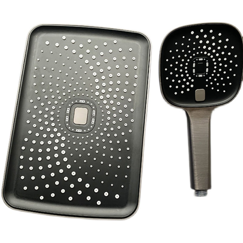 Black Large Shower Head Standard Spray Pattern with Handheld Shower Head Clearhalo 'Bathroom Remodel & Bathroom Fixtures' 'Home Improvement' 'home_improvement' 'home_improvement_shower_heads' 'Shower Heads' 'shower_heads' 'Showers & Bathtubs Plumbing' 'Showers & Bathtubs' 7300448