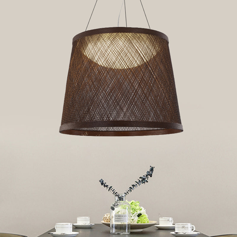 Grass Vine Drum Shape Hanging Light Minimalist 1 Head Pendant Ceiling Lamp in Black over Dining Table Black Clearhalo 'Ceiling Lights' 'Pendant Lights' 'Pendants' Lighting' 730065_2f3872ea-2e84-4473-93d8-7f9ddf1a01d3