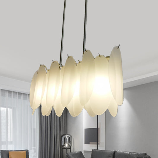Post Modern Oval Panel Island Pendant Light Milk Glass 4-Light Restaurant Hanging Ceiling Lamp in Gold Gold Clearhalo 'Ceiling Lights' 'Close To Ceiling Lights' 'Glass shade' 'Glass' 'Island Lights' Lighting' 730075