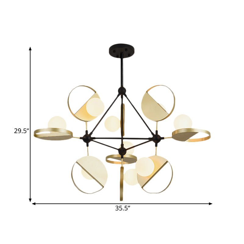 Black and Gold Triangle Frame Flush Light Post-Modern 9 Heads Metal LED Semi Flush Mount Ceiling Lamp Clearhalo 'Ceiling Lights' 'Close To Ceiling Lights' 'Close to ceiling' 'Glass shade' 'Glass' 'Pendant Lights' 'Semi-flushmount' Lighting' 730129