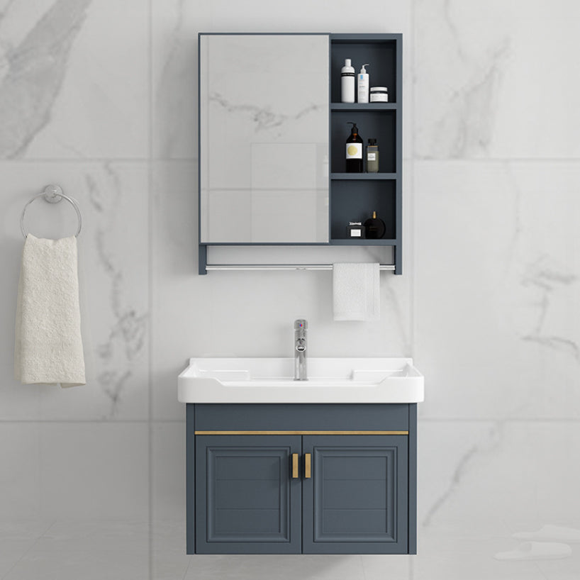 Modern Single Wall Mount Vanity Blue Ceramic Top Sink Vanity Clearhalo 'Bathroom Remodel & Bathroom Fixtures' 'Bathroom Vanities' 'bathroom_vanities' 'Home Improvement' 'home_improvement' 'home_improvement_bathroom_vanities' 7301460