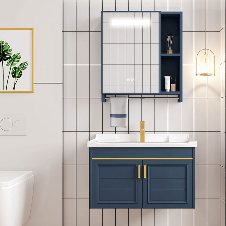 Modern Single Wall Mount Vanity Blue Ceramic Top Sink Vanity Clearhalo 'Bathroom Remodel & Bathroom Fixtures' 'Bathroom Vanities' 'bathroom_vanities' 'Home Improvement' 'home_improvement' 'home_improvement_bathroom_vanities' 7301468