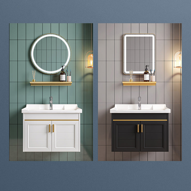 Modern Single Wall Mount Vanity Blue Ceramic Top Sink Vanity Clearhalo 'Bathroom Remodel & Bathroom Fixtures' 'Bathroom Vanities' 'bathroom_vanities' 'Home Improvement' 'home_improvement' 'home_improvement_bathroom_vanities' 7301474