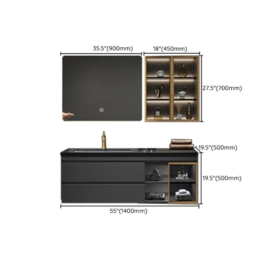 Vanity Set Bathroom Wall Mounted Mirror Storage Shelf Vanity Sink with Faucet Clearhalo 'Bathroom Remodel & Bathroom Fixtures' 'Bathroom Vanities' 'bathroom_vanities' 'Home Improvement' 'home_improvement' 'home_improvement_bathroom_vanities' 7301524