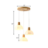 3 Bulbs Dining Room Hanging Light Modernism Beige Multi Lamp Pendant with Umbrella White Glass Shade Clearhalo 'Ceiling Lights' 'Glass shade' 'Glass' 'Modern Pendants' 'Modern' 'Pendant Lights' 'Pendants' Lighting' 730184