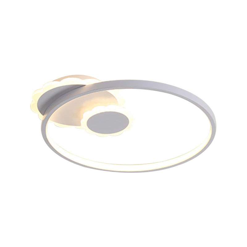 White Round Ceiling Light Modernism LED Acrylic Flush Mount Lamp for Bedroom, Warm/White Light Clearhalo 'Ceiling Lights' 'Close To Ceiling Lights' 'Close to ceiling' 'Flush mount' Lighting' 730208