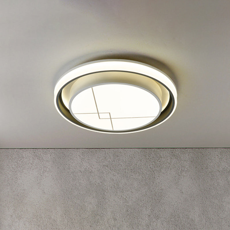 Modernism Circle Metal Ceiling Flush LED Flush Mount Light Fixture in White for Bedroom, Warm/White Light Clearhalo 'Ceiling Lights' 'Close To Ceiling Lights' 'Close to ceiling' 'Flush mount' Lighting' 730212