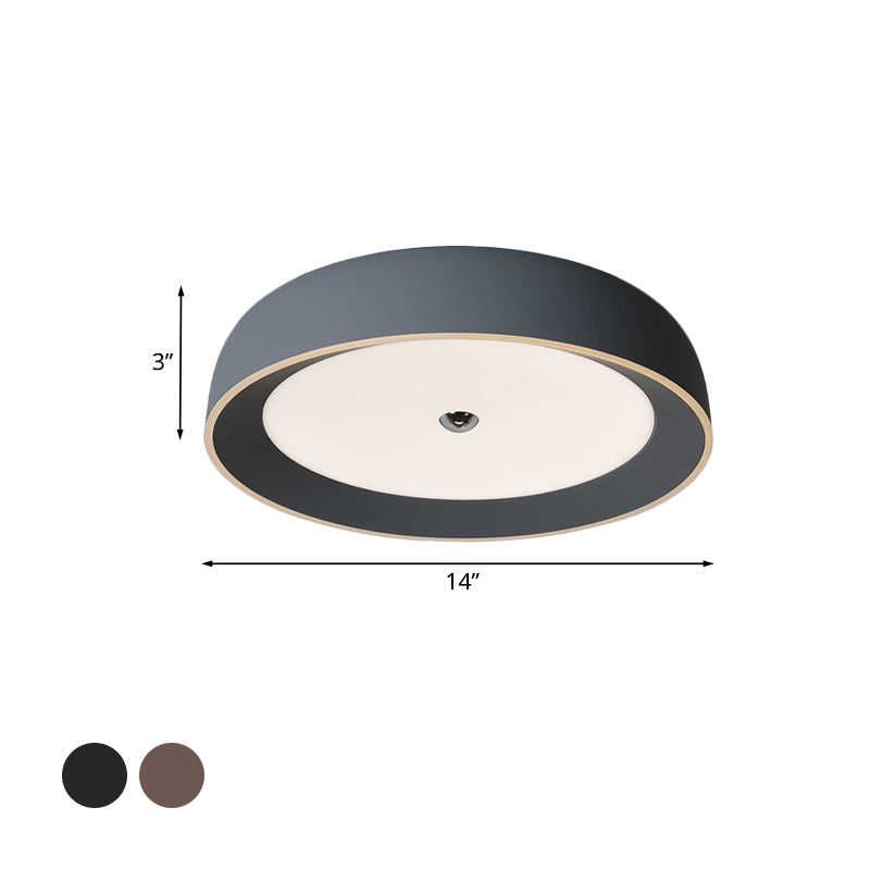 Grey/Coffee Ring Flush Mount Contemporary LED Aluminum Flushmount Ceiling Light for Bedroom, 14"/17"/20.5" W Clearhalo 'Ceiling Lights' 'Close To Ceiling Lights' 'Close to ceiling' 'Flush mount' Lighting' 730219