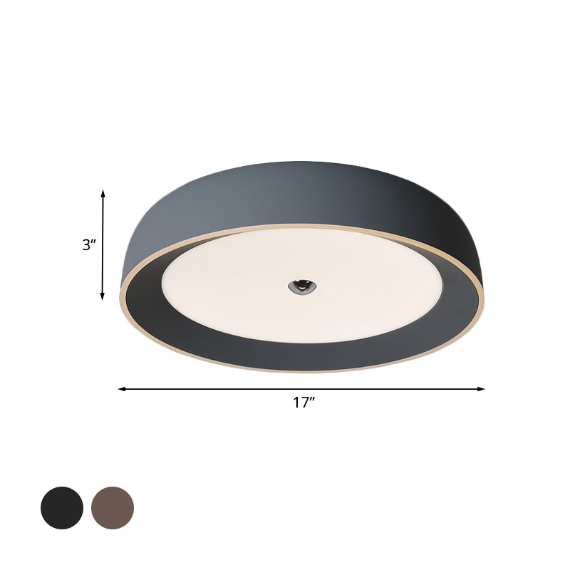 Grey/Coffee Ring Flush Mount Contemporary LED Aluminum Flushmount Ceiling Light for Bedroom, 14"/17"/20.5" W Clearhalo 'Ceiling Lights' 'Close To Ceiling Lights' 'Close to ceiling' 'Flush mount' Lighting' 730220