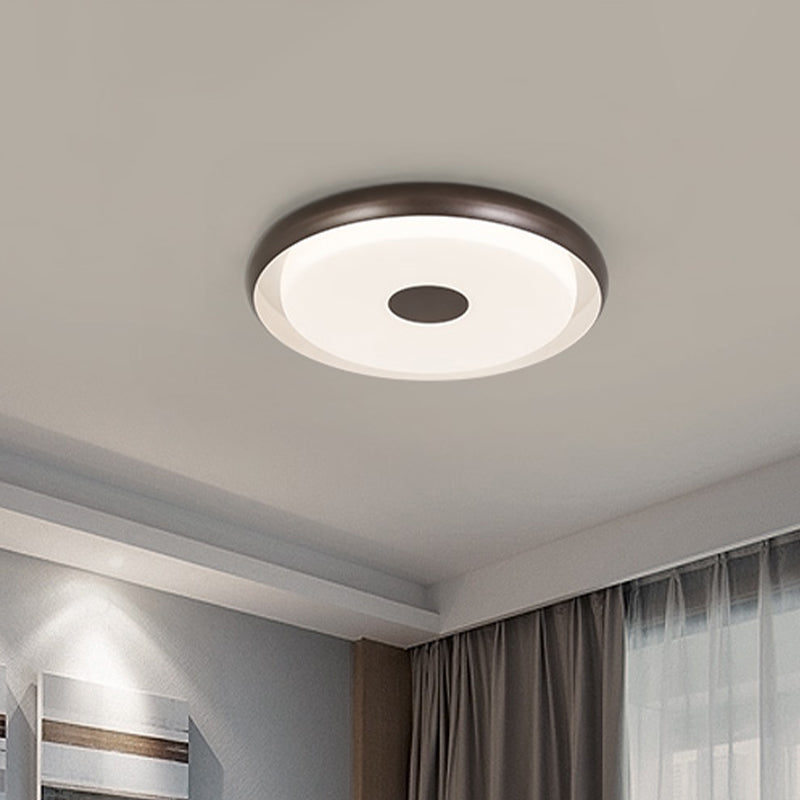 18"/21" Wide Modern Halo Flush Mount Light Iron LED Bedroom Flushmount Lighting in Coffee Clearhalo 'Ceiling Lights' 'Close To Ceiling Lights' 'Close to ceiling' 'Flush mount' Lighting' 730227