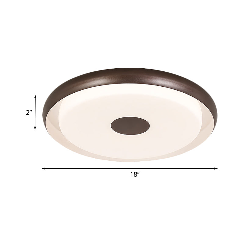 18"/21" Wide Modern Halo Flush Mount Light Iron LED Bedroom Flushmount Lighting in Coffee Clearhalo 'Ceiling Lights' 'Close To Ceiling Lights' 'Close to ceiling' 'Flush mount' Lighting' 730230