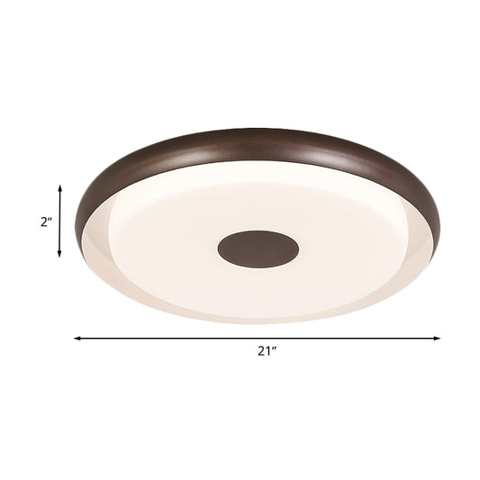 18"/21" Wide Modern Halo Flush Mount Light Iron LED Bedroom Flushmount Lighting in Coffee Clearhalo 'Ceiling Lights' 'Close To Ceiling Lights' 'Close to ceiling' 'Flush mount' Lighting' 730231