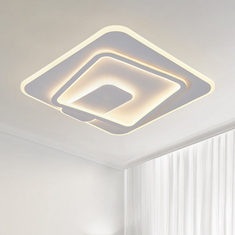 LED Bedroom Flush Mount Lamp Minimalism White Ceiling Light with Square Acrylic Shade in Warm/White Light White Clearhalo 'Ceiling Lights' 'Close To Ceiling Lights' 'Close to ceiling' 'Flush mount' Lighting' 730232