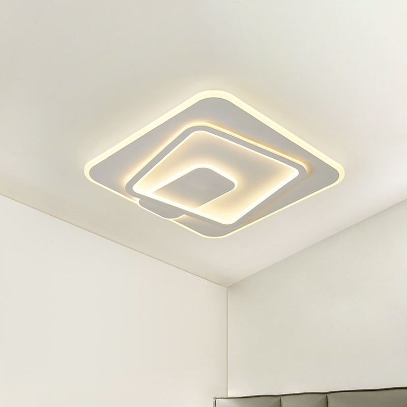 LED Bedroom Flush Mount Lamp Minimalism White Ceiling Light with Square Acrylic Shade in Warm/White Light Clearhalo 'Ceiling Lights' 'Close To Ceiling Lights' 'Close to ceiling' 'Flush mount' Lighting' 730233