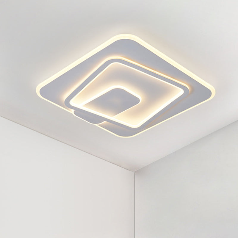 LED Bedroom Flush Mount Lamp Minimalism White Ceiling Light with Square Acrylic Shade in Warm/White Light Clearhalo 'Ceiling Lights' 'Close To Ceiling Lights' 'Close to ceiling' 'Flush mount' Lighting' 730234