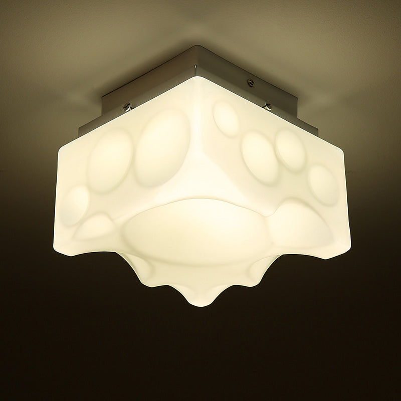 White Geometric Flush Light Fixture Simple LED Acrylic Close to Ceiling Lighting for Hallway White Clearhalo 'Ceiling Lights' 'Close To Ceiling Lights' 'Close to ceiling' 'Flush mount' Lighting' 730247