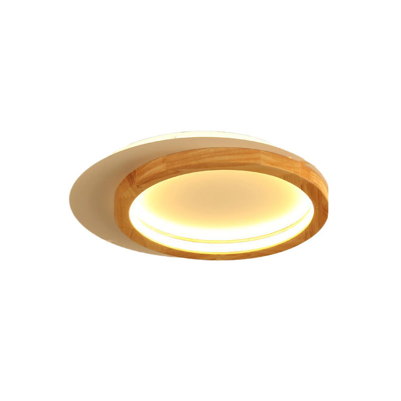 Wooden Loop Flush Mount Spotlight Modern 16"/23.5" W LED Flushmount Ceiling Light for Living Room Clearhalo 'Ceiling Lights' 'Close To Ceiling Lights' 'Close to ceiling' 'Flush mount' Lighting' 730284