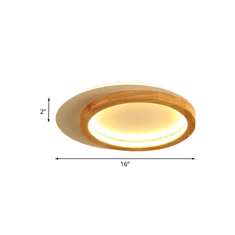 Wooden Loop Flush Mount Spotlight Modern 16"/23.5" W LED Flushmount Ceiling Light for Living Room Clearhalo 'Ceiling Lights' 'Close To Ceiling Lights' 'Close to ceiling' 'Flush mount' Lighting' 730285