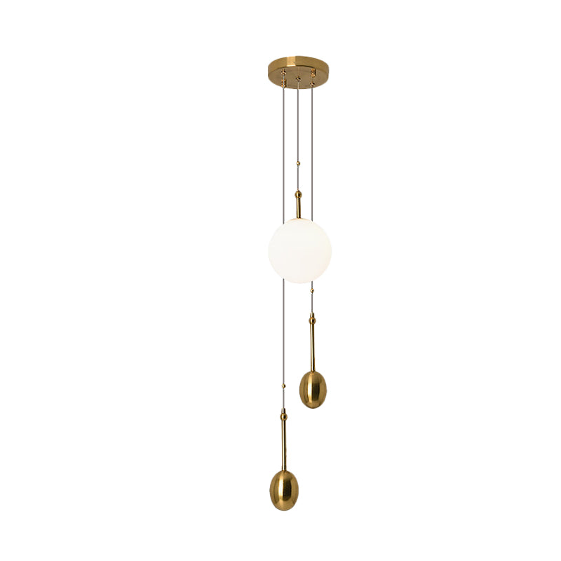 Ball Bedside Pendant Light Fixture Opal Glass 1 Light Modernist Ceiling Lamp with Dual Gold Modo Deco Clearhalo 'Ceiling Lights' 'Glass shade' 'Glass' 'Modern Pendants' 'Modern' 'Pendant Lights' 'Pendants' Lighting' 730289