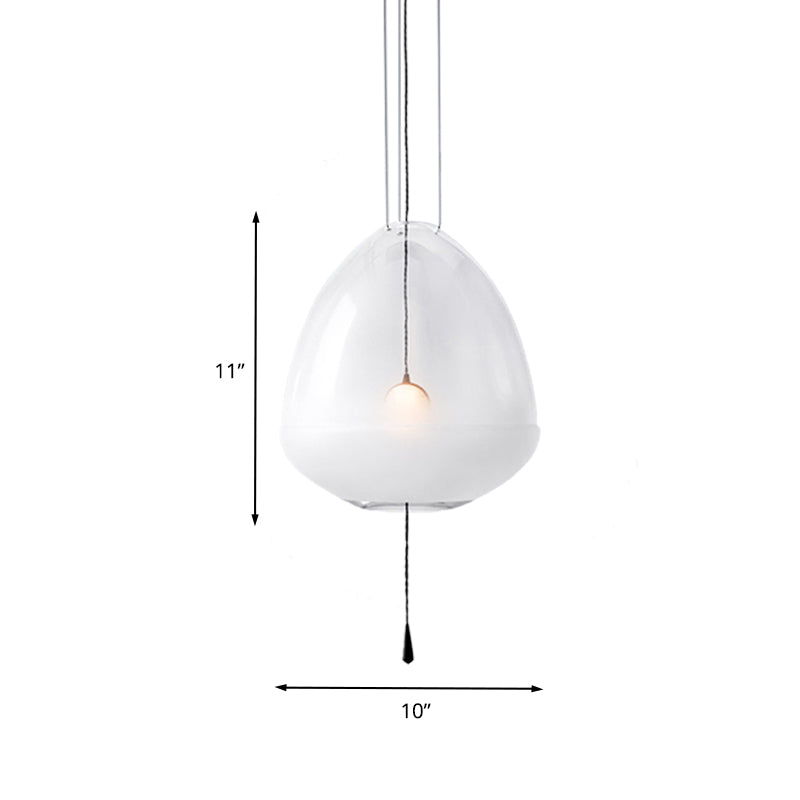 Elliptical Bedside Pendant Lighting Clear Frosted Glass 1-Head Simple Ceiling Suspension Lamp Clearhalo 'Ceiling Lights' 'Glass shade' 'Glass' 'Modern Pendants' 'Modern' 'Pendant Lights' 'Pendants' Lighting' 730329