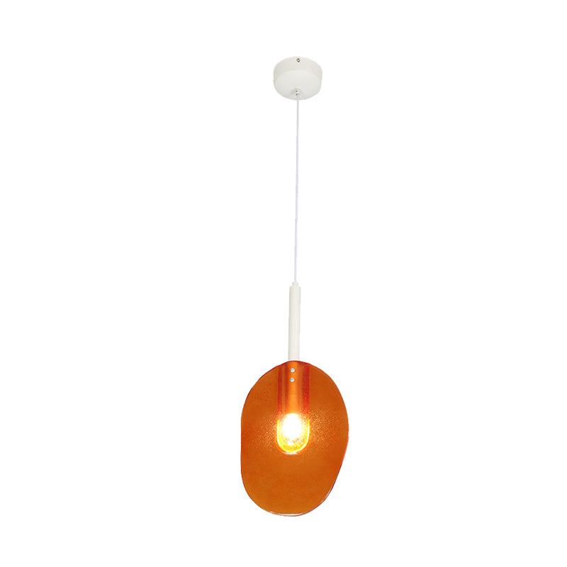 Minimalist Lollipop Shape Suspension Light Orange Glass 1-Light Coffee Shop Ceiling Pendant Lamp Clearhalo 'Ceiling Lights' 'Modern Pendants' 'Modern' 'Pendant Lights' 'Pendants' Lighting' 730371