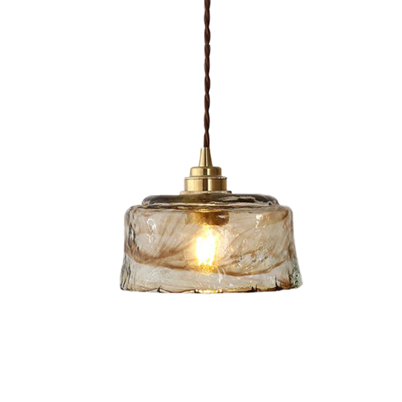 Bowl Drop Pendant Lamp Modern Amber Rippled Glass 1 Light Gold Hanging Ceiling Light Clearhalo 'Ceiling Lights' 'Modern Pendants' 'Modern' 'Pendant Lights' 'Pendants' Lighting' 730406