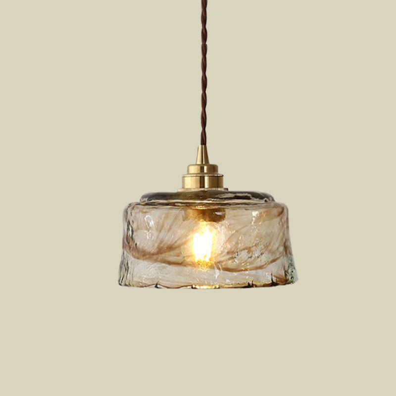 Bowl Drop Pendant Lamp Modern Amber Rippled Glass 1 Light Gold Hanging Ceiling Light Clearhalo 'Ceiling Lights' 'Modern Pendants' 'Modern' 'Pendant Lights' 'Pendants' Lighting' 730407