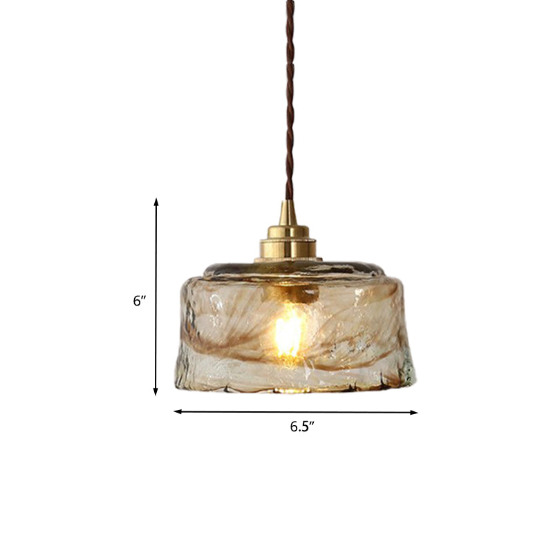 Bowl Drop Pendant Lamp Modern Amber Rippled Glass 1 Light Gold Hanging Ceiling Light Clearhalo 'Ceiling Lights' 'Modern Pendants' 'Modern' 'Pendant Lights' 'Pendants' Lighting' 730408