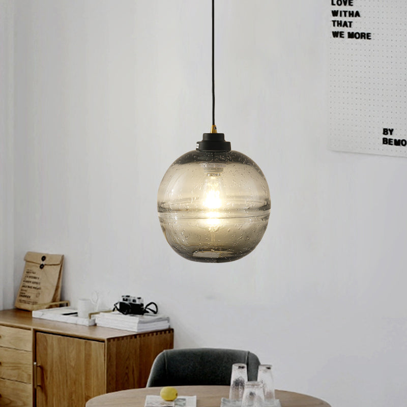 Black Ball Suspension Light Modern 1 Head Smoke Gray Bubble Glass Hanging Pendant Clearhalo 'Ceiling Lights' 'Modern Pendants' 'Modern' 'Pendant Lights' 'Pendants' Lighting' 730420