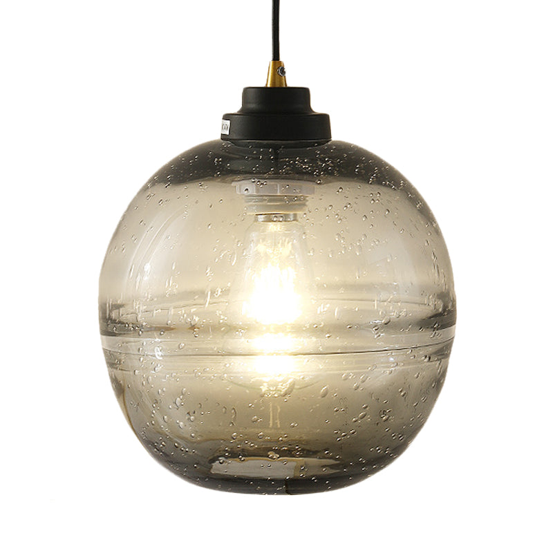 Black Ball Suspension Light Modern 1 Head Smoke Gray Bubble Glass Hanging Pendant Clearhalo 'Ceiling Lights' 'Modern Pendants' 'Modern' 'Pendant Lights' 'Pendants' Lighting' 730421