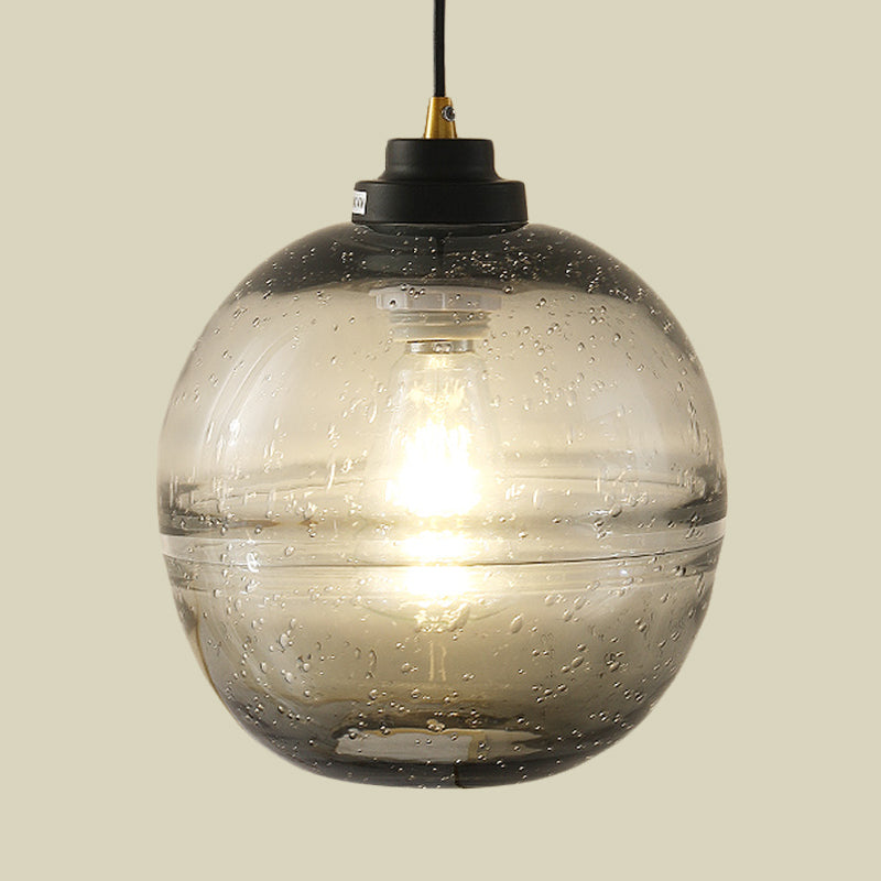 Black Ball Suspension Light Modern 1 Head Smoke Gray Bubble Glass Hanging Pendant Clearhalo 'Ceiling Lights' 'Modern Pendants' 'Modern' 'Pendant Lights' 'Pendants' Lighting' 730422