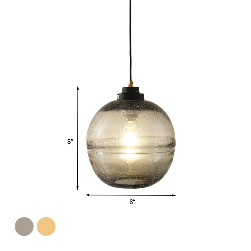 Black Ball Suspension Light Modern 1 Head Smoke Gray Bubble Glass Hanging Pendant Clearhalo 'Ceiling Lights' 'Modern Pendants' 'Modern' 'Pendant Lights' 'Pendants' Lighting' 730423