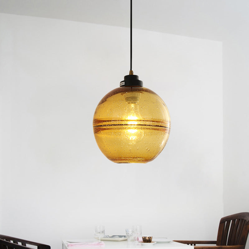 Black Ball Suspension Light Modern 1 Head Smoke Gray Bubble Glass Hanging Pendant Clearhalo 'Ceiling Lights' 'Modern Pendants' 'Modern' 'Pendant Lights' 'Pendants' Lighting' 730425