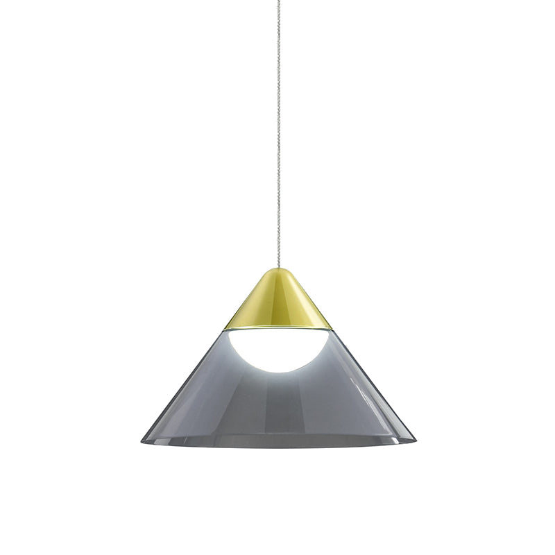 Nordic 1 Bulb Suspension Light Gold Cone Pendant Lamp with Smoke Gray Glass Shade for Dining Room Clearhalo 'Ceiling Lights' 'Glass shade' 'Glass' 'Modern Pendants' 'Modern' 'Pendant Lights' 'Pendants' Lighting' 730430