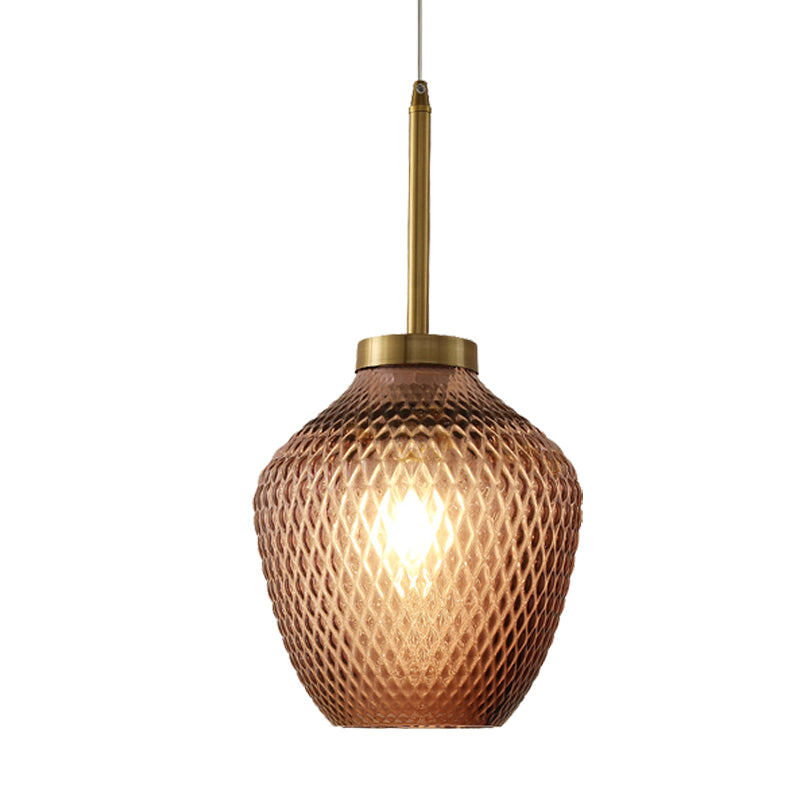 Burgundy Glass Strawberry Pendant Contemporary 1-Light Ceiling Hang Fixture in Brass Clearhalo 'Ceiling Lights' 'Modern Pendants' 'Modern' 'Pendant Lights' 'Pendants' Lighting' 730444