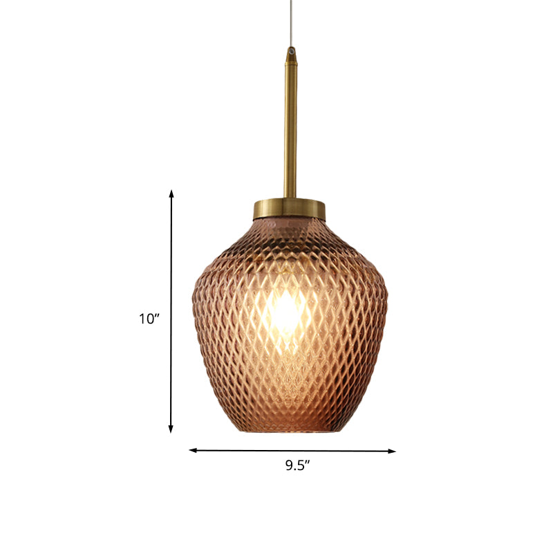 Burgundy Glass Strawberry Pendant Contemporary 1-Light Ceiling Hang Fixture in Brass Clearhalo 'Ceiling Lights' 'Modern Pendants' 'Modern' 'Pendant Lights' 'Pendants' Lighting' 730446