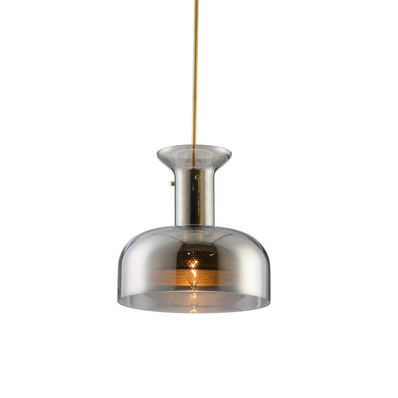 Pot Suspension Pendant Light Simplicity Clear/Smoke Gray Glass 1 Bulb Kitchen LED Ceiling Lamp Clearhalo 'Ceiling Lights' 'Close To Ceiling Lights' 'Glass shade' 'Glass' 'Modern Pendants' 'Modern' 'Pendant Lights' 'Pendants' Lighting' 730488