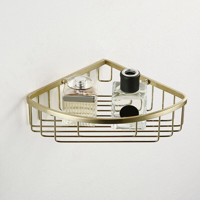 Brushed Brass Metal Bathroom Accessory As Individual Or As a Set Triangular Bath Shelf Clearhalo 'Bathroom Hardware Sets' 'Bathroom Hardware' 'Bathroom Remodel & Bathroom Fixtures' 'bathroom_hardware_sets' 'Home Improvement' 'home_improvement' 'home_improvement_bathroom_hardware_sets' 7305344