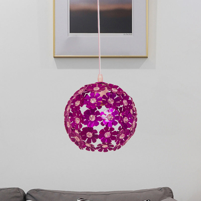 Modernist 1 Head Ceiling Lamp Silver/Purple/Gold Domed Pendant Lighting with Flower Aluminium Shade Clearhalo 'Ceiling Lights' 'Modern Pendants' 'Modern' 'Pendant Lights' 'Pendants' Lighting' 730562