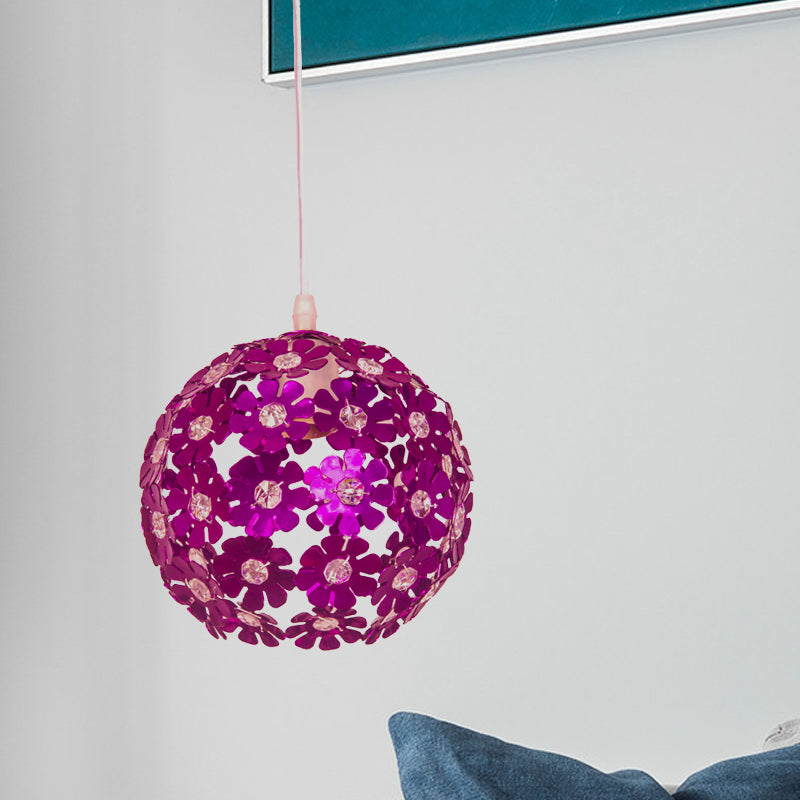 Modernist 1 Head Ceiling Lamp Silver/Purple/Gold Domed Pendant Lighting with Flower Aluminium Shade Clearhalo 'Ceiling Lights' 'Modern Pendants' 'Modern' 'Pendant Lights' 'Pendants' Lighting' 730563