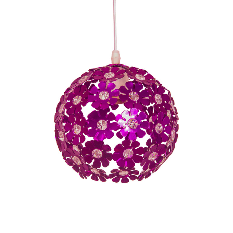 Modernist 1 Head Ceiling Lamp Silver/Purple/Gold Domed Pendant Lighting with Flower Aluminium Shade Clearhalo 'Ceiling Lights' 'Modern Pendants' 'Modern' 'Pendant Lights' 'Pendants' Lighting' 730564