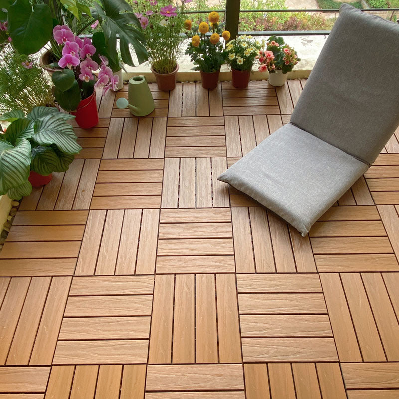 12" X 12" Deck/Patio Flooring Tiles 4-Slat Square for Outdoor Patio Tiles Teak Co-Extrusion Clearhalo 'Home Improvement' 'home_improvement' 'home_improvement_outdoor_deck_tiles_planks' 'Outdoor Deck Tiles & Planks' 'Outdoor Flooring & Tile' 'Outdoor Remodel' 'outdoor_deck_tiles_planks' 7306202