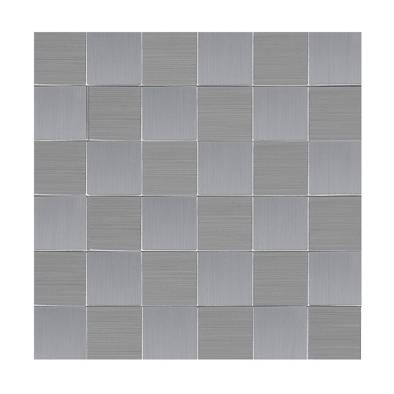 Subway Tile Wallpaper Contemporary Peel and Stick Wall Tile with Metal Look Textured Silver Clearhalo 'Flooring 'Home Improvement' 'home_improvement' 'home_improvement_peel_stick_blacksplash' 'Peel & Stick Backsplash Tile' 'peel_stick_blacksplash' 'Walls & Ceilings' Walls and Ceiling' 7306405