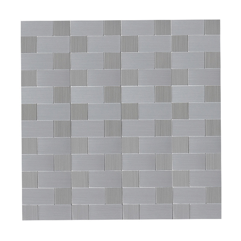Subway Tile Wallpaper Contemporary Peel and Stick Wall Tile with Metal Look Light Silver Clearhalo 'Flooring 'Home Improvement' 'home_improvement' 'home_improvement_peel_stick_blacksplash' 'Peel & Stick Backsplash Tile' 'peel_stick_blacksplash' 'Walls & Ceilings' Walls and Ceiling' 7306411
